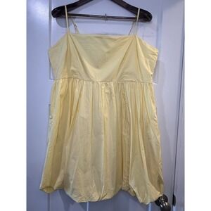 Abercrombie & Fitch Butter Yellow Cotton Bubble Hem Mini Dress XXL Smocked Back